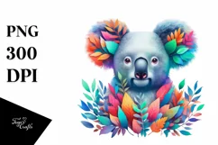 Abstract Vibrant Watercolor Koala, Transparent PNG Product Image 1
