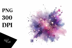 Colorful Purple Watercolor Splash with Glittery Texture Product Image 3