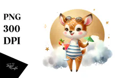 Happy Deer with Cocktail, High-Res PNG Product Image 1