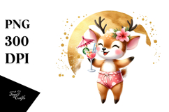 Cute Deer with Cocktail PNG Product Image 1