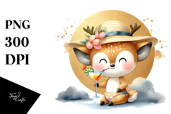 Happy Deer in Beachwear, Transparent PNG Product Image 1