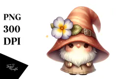 Cute Watercolor Gnome with Primrose PNG Product Image 1