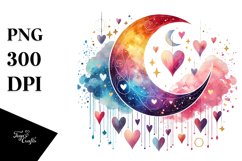 Adorned Half Moon with Hanging Hearts, Transparent PNG Product Image 1
