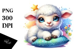 Smiling Baby Lamb on Star PNG Product Image 1