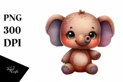 Colorful Plush Elephant Watercolor Clipart Product Image 1