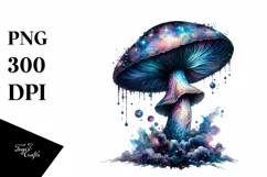 Glossy Mystical Mushroom Watercolor Splash PNG Product Image 1