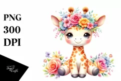 Pastel Giraffe Flower Crown Clipart Product Image 1