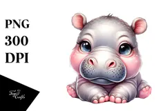 Cute Energetic Baby Hippo PNG Product Image 1
