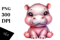 Cute Baby Hippo with Punk Look PNG Product Image 1