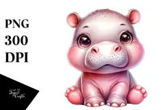 Cute Baby Hippo with Punk Look PNG Product Image 1