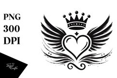 Heart with Wings and Crown PNG Product Image 1