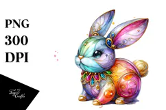 Colorful Bunny Made of with Golden Insertions, Transparent Product Image 1