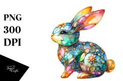 Colorful Bunny Made of with Golden Insertions, Transparent Product Image 1