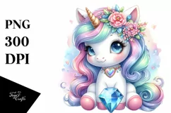 Baby Unicorn with Gemstone, Magical PNG Product Image 3