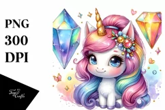 Baby Unicorn with Gemstone, Vibrant PNG Product Image 3
