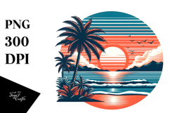 Retro Tropical Beach Sunset PNG Product Image 1