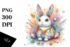Pastel Bunny with Golden Insertions PNG Product Image 1