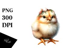 Digital Watercolor Cute Baby Chicken PNG Product Image 1
