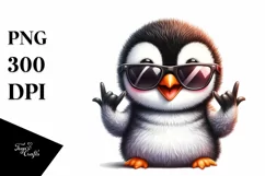 Detailed Penguin Sunglasses Rocker Sign Product Image 3