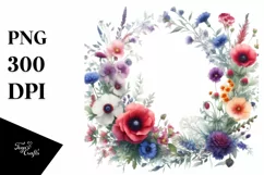 Vibrant Wildflowers Frame Watercolor Clipart Product Image 3