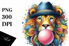 Quirky Lion Watercolor Clipart Product Image 1