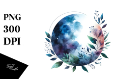 Artistic Abstract Moon with Foliage | Clipart Product Image 1