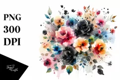 Colorful Black Roses Abstract PNG Product Image 3