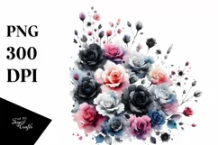 Colorful Black Roses Abstract PNG Product Image 1