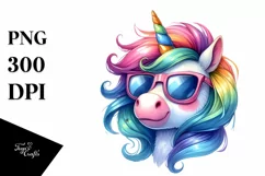 Vibrant Cute Unicorn Watercolor PNG Product Image 3
