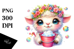 Goofy Lamb with Bubble Bucket PNG Product Image 1