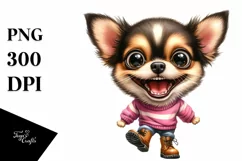 Watercolor Chihuahua Boots Excited Smile Product Image 1