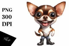 Watercolor Chihuahua Boots Excited Smile Product Image 1