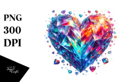 3D Diamond Heartmade of Ice PNG Product Image 1