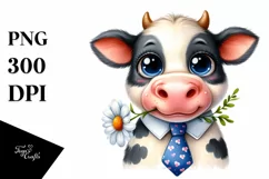 Shy Cow with Party Hat | Sublimation | Clipart Product Image 1