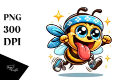 Cute Dancing Bee with Bandana, Sparkling Eyes PNG Product Image 1