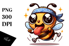 Cute Dancing Bee with Bandana, Sparkling Eyes PNG Product Image 1