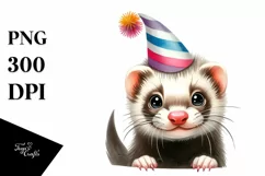 Funny Ferret Dove with Party Hat | Clipart Product Image 1