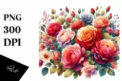 Colorfull Red Roses Watercolor | Sublimation | Clipart Product Image 3