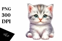 Watercolor Christmas Cat PNG Product Image 3