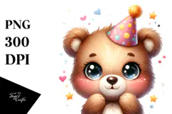 Cute Baby Bear with Party Hat, Transparent PNG Product Image 1