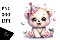Cute Baby Bear with Party Hat, Transparent PNG Product Image 1