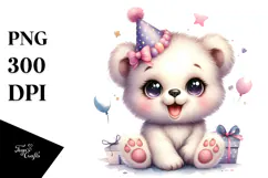 Cute Baby Bear with Party Hat, Transparent PNG Product Image 1