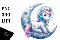 Baby Unicorn Nurse Moon | Clipart Product Image 3