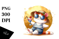 Cute Cat in Beachwear PNG Product Image 1
