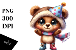 Expressive Baby Bear with Party Hat and Boots | Clipart Product Image 1