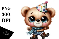 Expressive Baby Bear with Party Hat and Boots | Clipart Product Image 1