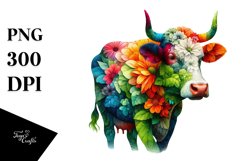 Abstract Vibrant Watercolor Cow, Transparent PNG Product Image 1
