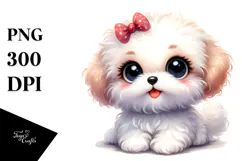 Watercolor Cute Bichpoo, Transparent PNG Product Image 1