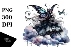 Gothic Fairy on Mushroom PNG Product Image 1