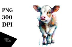 Baby Cow in Urban Scene, Modern PNG Product Image 1